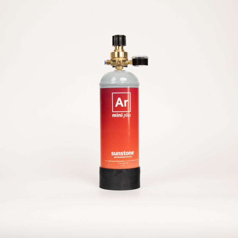 Argon Mini® Plus gas tank with a small argon gas regulator.